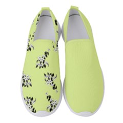 Black And White Vector Flowers At Canary Yellow Women s Slip On Sneakers by Casemiro