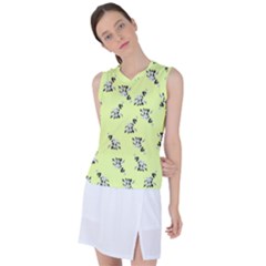 Black And White Vector Flowers At Canary Yellow Women s Sleeveless Sports Top by Casemiro