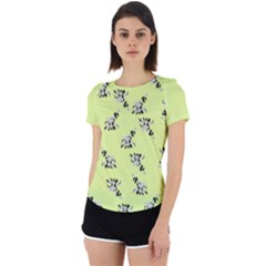 Black And White Vector Flowers At Canary Yellow Back Cut Out Sport Tee by Casemiro