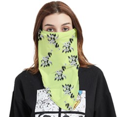 Black And White Vector Flowers At Canary Yellow Face Covering Bandana (triangle) by Casemiro