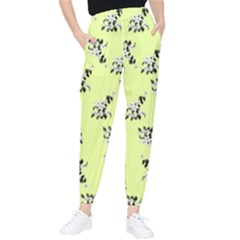 Black And White Vector Flowers At Canary Yellow Tapered Pants by Casemiro