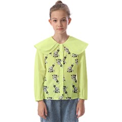 Black And White Vector Flowers At Canary Yellow Kids  Peter Pan Collar Blouse