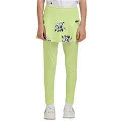 Black And White Vector Flowers At Canary Yellow Kids  Skirted Pants by Casemiro