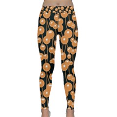 Orange Dandelions On A Dark Background Classic Yoga Leggings by SychEva