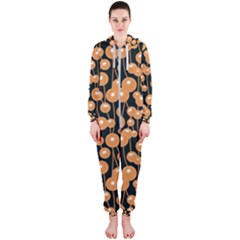 Orange Dandelions On A Dark Background Hooded Jumpsuit (ladies)  by SychEva