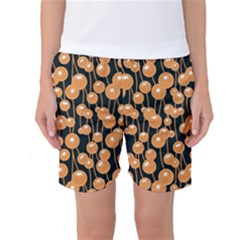 Orange Dandelions On A Dark Background Women s Basketball Shorts by SychEva