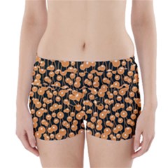 Orange Dandelions On A Dark Background Boyleg Bikini Wrap Bottoms by SychEva