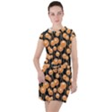 Orange Dandelions On A Dark Background Drawstring Hooded Dress View1