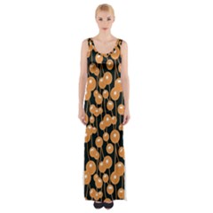 Orange Dandelions On A Dark Background Thigh Split Maxi Dress by SychEva