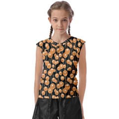 Orange Dandelions On A Dark Background Kids  Raglan Cap Sleeve Tee by SychEva