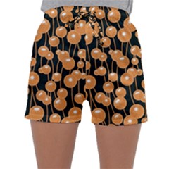 Orange Dandelions On A Dark Background Sleepwear Shorts by SychEva