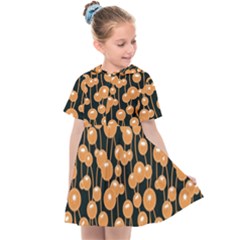 Orange Dandelions On A Dark Background Kids  Sailor Dress by SychEva