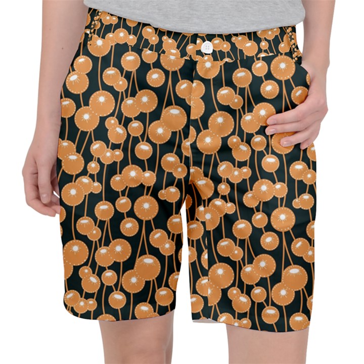 Orange Dandelions On A Dark Background Pocket Shorts