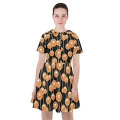 Orange Dandelions On A Dark Background Sailor Dress