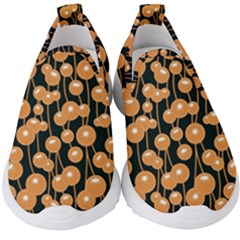 Orange Dandelions On A Dark Background Kids  Slip On Sneakers by SychEva