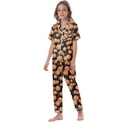 Orange Dandelions On A Dark Background Kids  Satin Short Sleeve Pajamas Set by SychEva