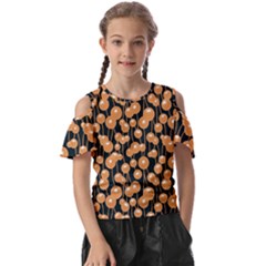 Orange Dandelions On A Dark Background Kids  Butterfly Cutout Tee by SychEva