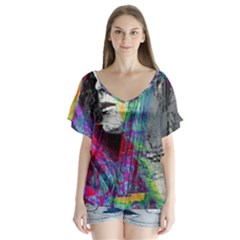 Rex V-neck Flutter Sleeve Top by MRNStudios