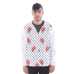 Red Vector Roses And Black Polka Dots Pattern Men s Hooded Windbreaker