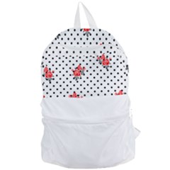 Red Vector Roses And Black Polka Dots Pattern Foldable Lightweight Backpack by Casemiro