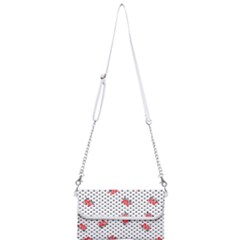 Red Vector Roses And Black Polka Dots Pattern Mini Crossbody Handbag by Casemiro