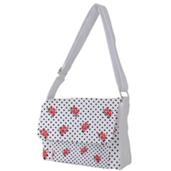 Red Vector Roses And Black Polka Dots Pattern Full Print Messenger Bag (l) by Casemiro