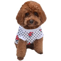 Red Vector Roses And Black Polka Dots Pattern Dog T-shirt by Casemiro