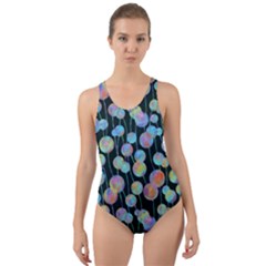 Multi-colored Circles Cut-out Back One Piece Swimsuit by SychEva