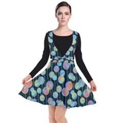 Multi-colored Circles Plunge Pinafore Dress by SychEva