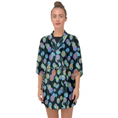 Multi-colored Circles Half Sleeve Chiffon Kimono by SychEva