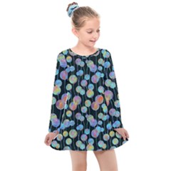 Multi-colored Circles Kids  Long Sleeve Dress by SychEva