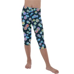 Multi-colored Circles Kids  Lightweight Velour Capri Leggings  by SychEva