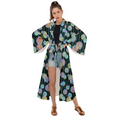 Multi-colored Circles Maxi Kimono by SychEva