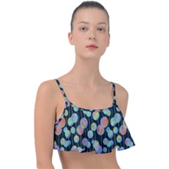 Multi-colored Circles Frill Bikini Top by SychEva