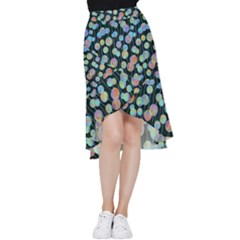 Multi-colored Circles Frill Hi Low Chiffon Skirt by SychEva