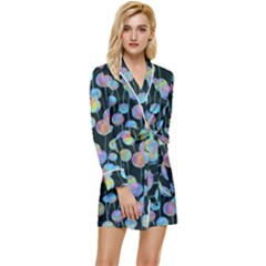 Multi-colored Circles Long Sleeve Satin Robe by SychEva