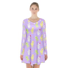 My Adventure Pastel Long Sleeve Velvet V-neck Dress by thePastelAbomination