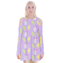 My Adventure Pastel Velvet Long Sleeve Shoulder Cutout Dress by thePastelAbomination