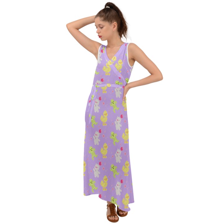 My Adventure Pastel V-Neck Chiffon Maxi Dress