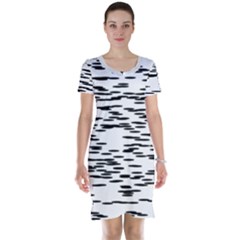 Black And White Abstract Pattern, Ovals Short Sleeve Nightdress by Casemiro