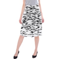 Black And White Abstract Pattern, Ovals Midi Beach Skirt by Casemiro