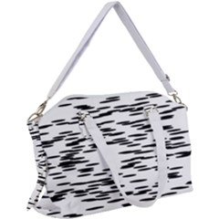 Black And White Abstract Pattern, Ovals Canvas Crossbody Bag by Casemiro