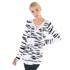 Black And White Abstract Pattern, Ovals Tie Up Tee by Casemiro