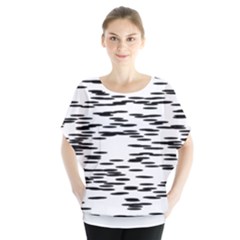 Black And White Abstract Pattern, Ovals Batwing Chiffon Blouse