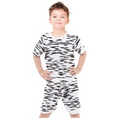 Black And White Abstract Pattern, Ovals Kids  Tee And Shorts Set by Casemiro