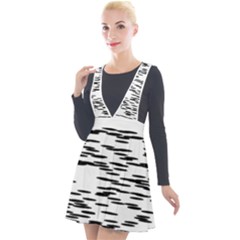 Black And White Abstract Pattern, Ovals Plunge Pinafore Velour Dress by Casemiro