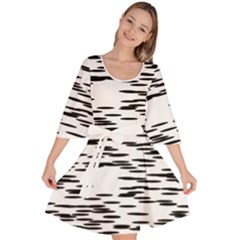 Black And White Abstract Pattern, Ovals Velour Kimono Dress by Casemiro