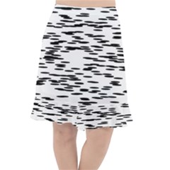 Black And White Abstract Pattern, Ovals Fishtail Chiffon Skirt by Casemiro