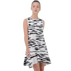 Black And White Abstract Pattern, Ovals Frill Swing Dress by Casemiro