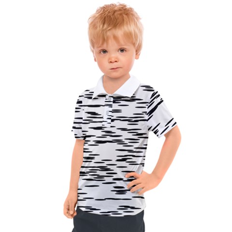 Black And White Abstract Pattern, Ovals Kids  Polo Tee by Casemiro